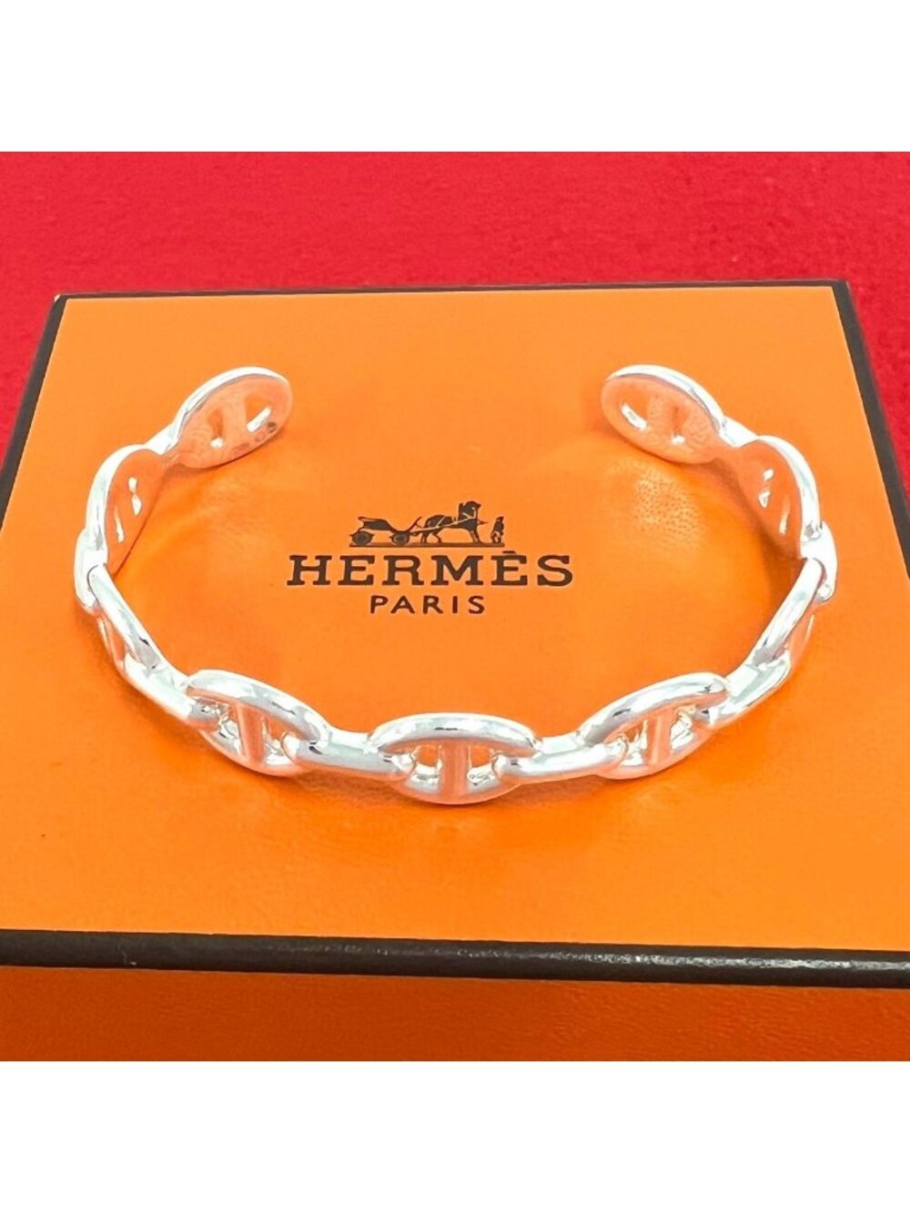 Hermes Enchainee Bangle 925 Sterling Silver Bracelet